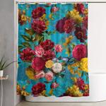 vintage shabby chic midnight botanical flower tropical garden shower curtain 0