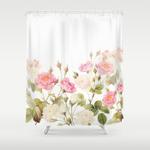 vintage shabby chic sepia roses flower garden shower curtain 0
