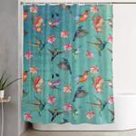 vintage watercolor hummingbirds and fuchsia flowers shower curtain 0