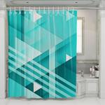 wall pattern pale blue triangle shower curtains 0