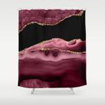 watercolor agate in burgundy shower curtain 0