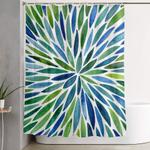 watercolor burst c blue green shower curtain 0