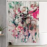 watercolor elephant and flowers shower curtain 0