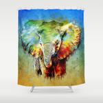 watercolor elephant shower curtain 0