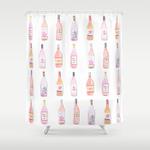 watercolor ros wine bottles shower curtain 0