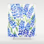 watercolor texas bluebonnets shower curtain 0