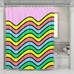 waves rainbow lines bold shower curtains 0