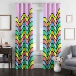 waves rainbow lines bold window curtain 0