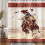 western shower curtain western primitive design cowboy on horse retro vintage southwestern themed bathroom decor 0