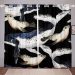 whale blackout curtain watercolor sea animals window curtain seal art curtain sea lovers home decoration blackout window curtains 100 polyester 41 7 107 9 0