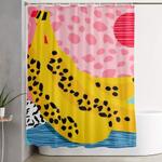 what it is memphis throwback banana fruit retro minimal pattern neon bright 1980s 80s style art shower curtain 0