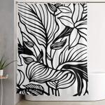 white black floral minimalist shower curtain 0