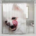 white dog shower curtains 0