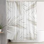 white gold palm leaves on white shower curtain 0