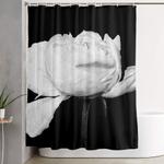 white peony black background shower curtain 0