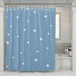 white stars in the center of blue shower curtains 0