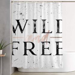 Wild And Free Rose Gold On White Shower Curtain Set For Bathroom Decor Gift For Friends