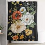 wildflower bouquet on charcoal shower curtain 0