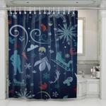winter at night with olaf on frozen movies shower curtains 0