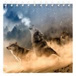 wolf shower curtain for bathroom safari wildlife howling full moon galaxy 0