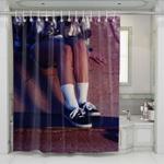 woman skateboarding shower curtains 0
