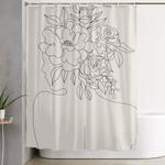 woman with flowers minimal line i shower curtain 0