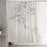 woman with flowers minimal line ii shower curtain 0