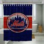 wood texture new york mets shower curtains 0