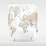 world map with cities quotanoukquot shower curtain 0