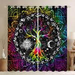 world tree blackout curtain mandala window curtains colorful curtains sun and moon curtains living room decor blackout window curtains 100 polyester 41 7 107 9 0