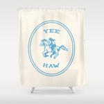 yee haw in blue shower curtain 0