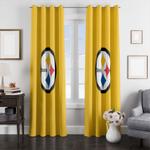 yellow steelers logo team window curtain 0