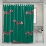 zebra green background shower curtains 0