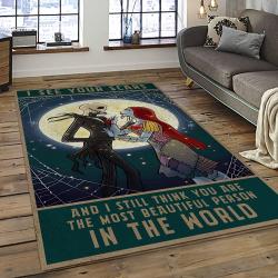 Jack Skellington And Sally Movie Carpet Rectangle Area Rug For Living Room Home Room Decor Gift For Friends JSAS30