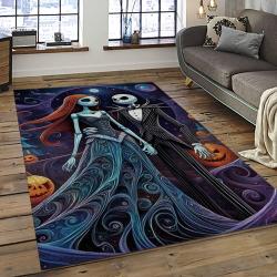 Jack Skellington And Sally Movie Carpet Rectangle Area Rug For Living Room Home Room Decor Gift For Friends JSAS33
