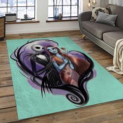 Jack Skellington And Sally Movie Carpet Rectangle Area Rug For Living Room Home Room Decor Gift For Friends JSAS45