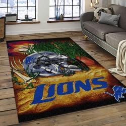 NFL Detroit Lion Football Sport Team Logo Carpet Rectangle Area Rug For Living Room Home Room Decor Gift For Fans DLO36