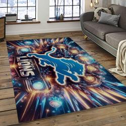 NFL Detroit Lion Football Sport Team Logo Carpet Rectangle Area Rug For Living Room Home Room Decor Gift For Fans DLO60