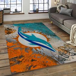 NFL Miami Dolphins Football Sport Team Logo Carpet Rectangle Area Rug For Living Room Home Room Decor Gift For Fans MDP12