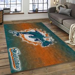 NFL Miami Dolphins Football Sport Team Logo Carpet Rectangle Area Rug For Living Room Home Room Decor Gift For Fans MDP13