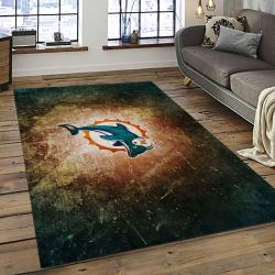 NFL Miami Dolphins Football Sport Team Logo Carpet Rectangle Area Rug For Living Room Home Room Decor Gift For Fans MDP14