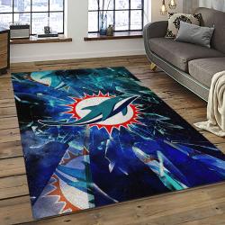 NFL Miami Dolphins Football Sport Team Logo Carpet Rectangle Area Rug For Living Room Home Room Decor Gift For Fans MDP17