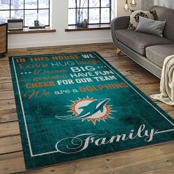 NFL Miami Dolphins Football Sport Team Logo Carpet Rectangle Area Rug For Living Room Home Room Decor Gift For Fans MDP22