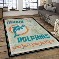 NFL Miami Dolphins Football Sport Team Logo Carpet Rectangle Area Rug For Living Room Home Room Decor Gift For Fans MDP28