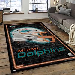 NFL Miami Dolphins Football Sport Team Logo Carpet Rectangle Area Rug For Living Room Home Room Decor Gift For Fans MDP29