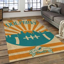 NFL Miami Dolphins Football Sport Team Logo Carpet Rectangle Area Rug For Living Room Home Room Decor Gift For Fans MDP3