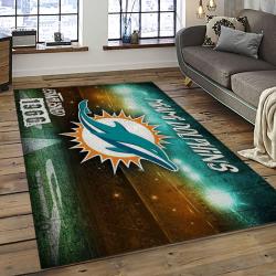 NFL Miami Dolphins Football Sport Team Logo Carpet Rectangle Area Rug For Living Room Home Room Decor Gift For Fans MDP36