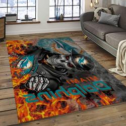 NFL Miami Dolphins Rectangle Rug Personalized Non-Slip Carpet Gift For Football Fans MDP81
