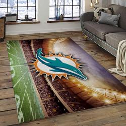 NFL Miami Dolphins Rectangle Rug Personalized Non-Slip Carpet Gift For Football Fans MDPH16