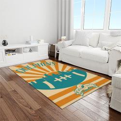 nfl miami dolphins football sport team logo carpet rectangle area rug for living room home room decor gift for fans light room mdp3